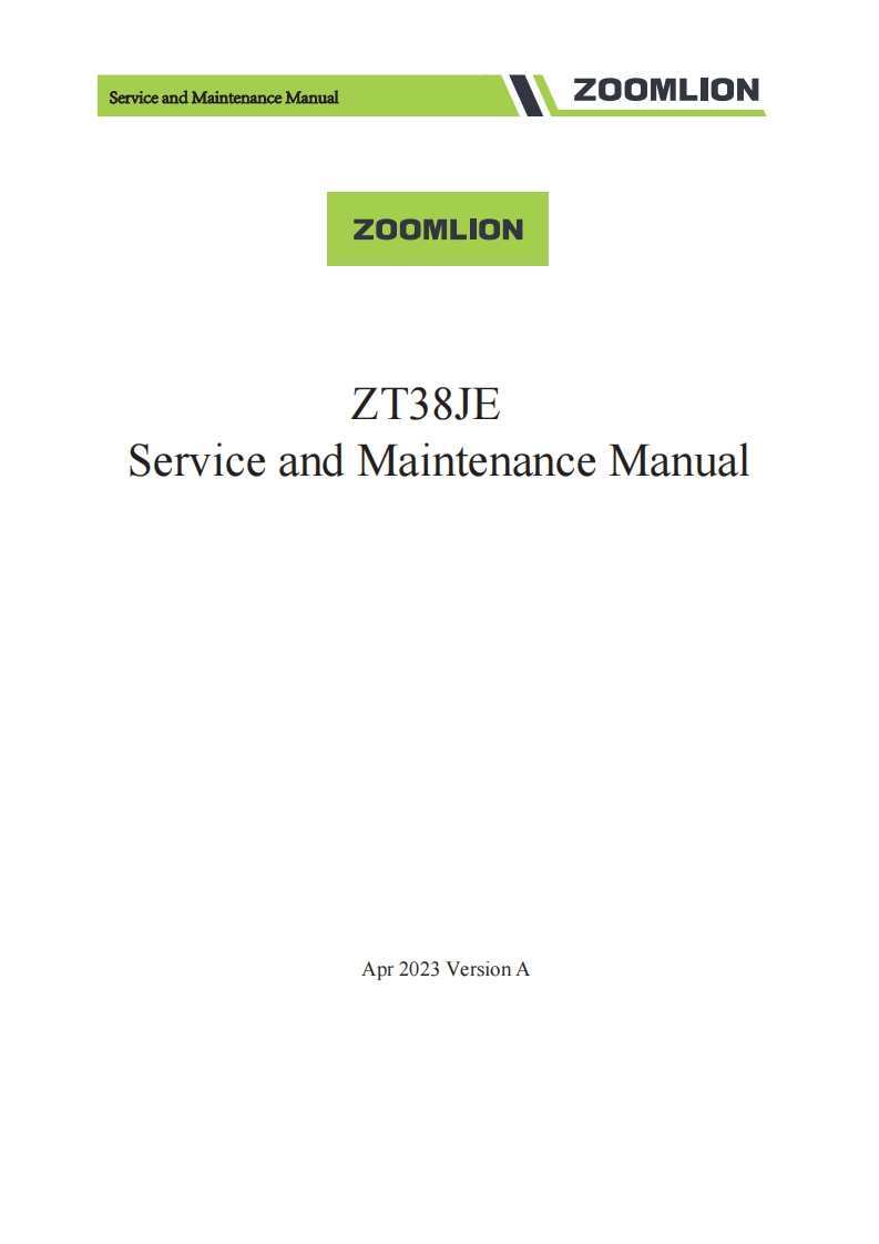 中联重工Service-and-Maintenance-Manual-ZOOMLION-ZOOMLION-ZT38JE-Service-and-Maintenance-Manua]维修手册含电器液压图纸
